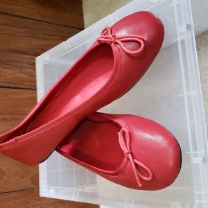 Red leather ballet flats